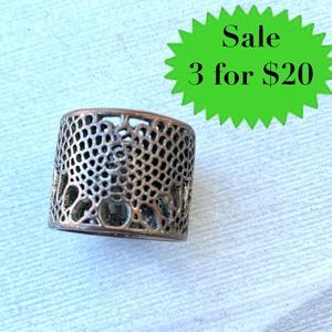 Free people ring patina copper wide band boho vintage jewelry metal cut out gold
